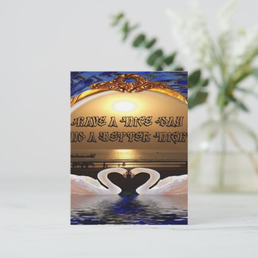 素敵な一日とより良い夜の文字引用文 ポストカード (スタンド正面)