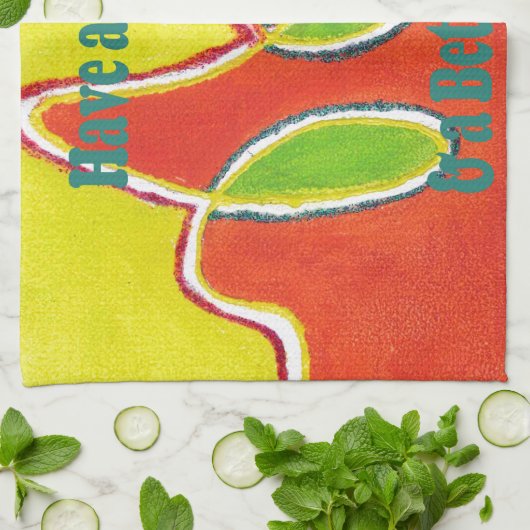 素敵な一日とより良い夜の油絵の芸術を持っている キッチンタオル (折り畳み)