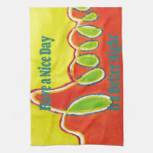 素敵な一日とより良い夜の油絵の芸術を持っている キッチンタオル (縦)