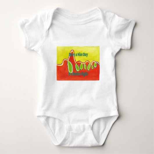 素敵な一日とより良い夜の油絵の芸術を持っている ベビーボディスーツ (正面)