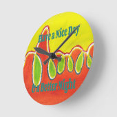 素敵な一日とより良い夜の油絵の芸術を持っている ラウンド壁時計 (傾斜)