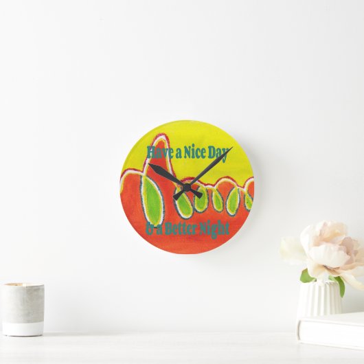 素敵な一日とより良い夜の油絵の芸術を持っている ラウンド壁時計 (ホーム)