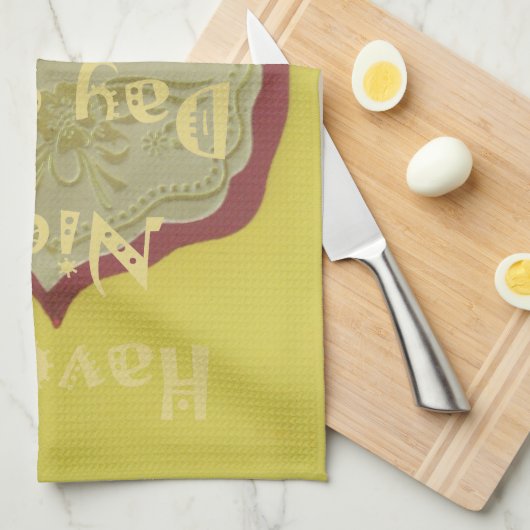 素敵な一日とより良い夜の額縁のアートプリント キッチンタオル (四つ折り)