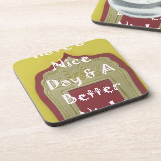 素敵な一日とより良い夜の額縁のアートプリント コースター (左側)