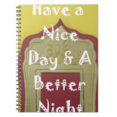 素敵な一日とより良い夜の額縁のアートプリント ノートブック (正面)