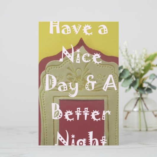 素敵な一日とより良い夜の額縁のアートプリント 便箋 (スタンド正面)