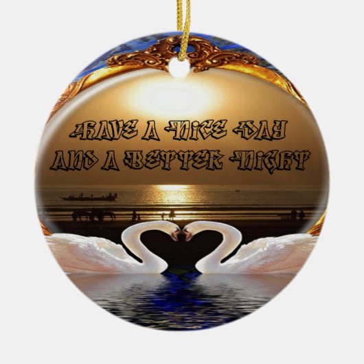 素敵な一日と素敵な夜を過ごす.silver セラミックオーナメント (正面)