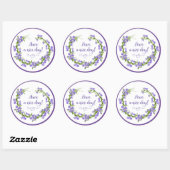 素敵な一日を紫色のラベンダーの花のリース ラウンドシール (シート)