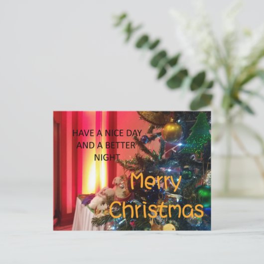 素敵な一日を過ごすクリスマスと新年を楽しむ シーズンポストカード (スタンド正面)