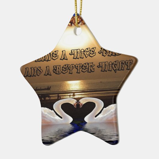 素敵な一日を、そして素敵な夜を。シルバー セラミックオーナメント (左)