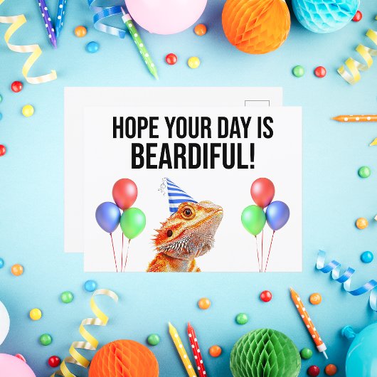 素敵な一日を！ヒゲドラゴンの面白い誕生日 ポストカード