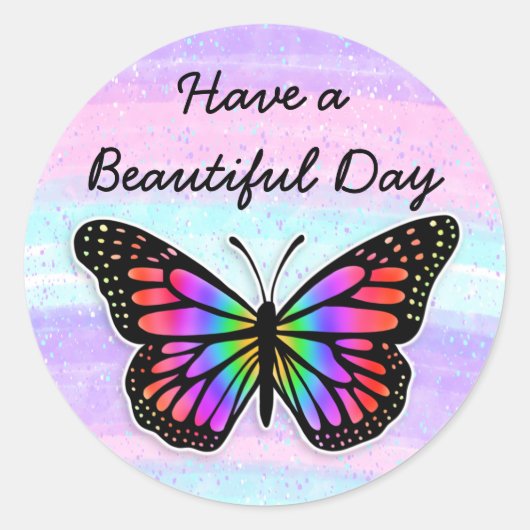 素敵な一日を | 紫の蝶 ラウンドシール (正面)