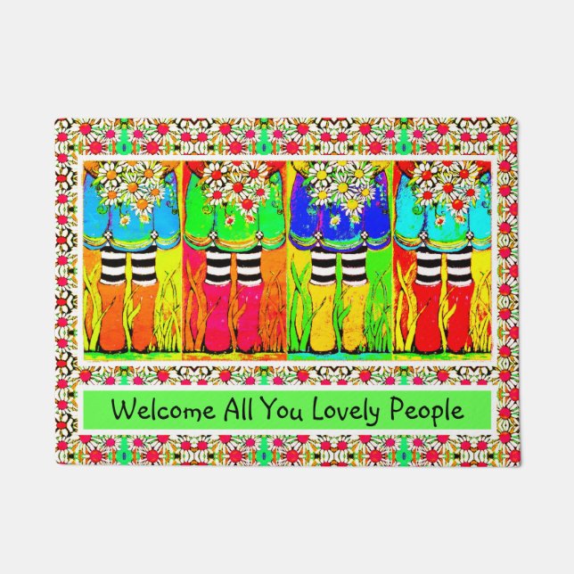 素敵な人々のブーツとデイジー ドアマット (正面)