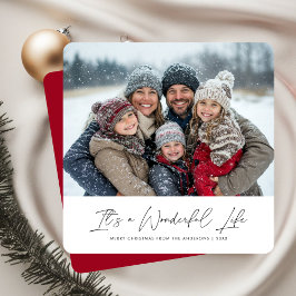 素敵な人生の赤いクリスマスの家族の写真だ シーズンカード