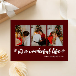 素敵な人生の赤いクリスマスフォトコラージュ シーズンカード