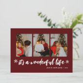 素敵な人生の赤いクリスマスフォトコラージュ シーズンカード (スタンド正面)