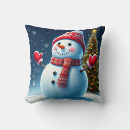 「素敵な冬のチャーム：クリスマスツリー&雪だるまデ クッション