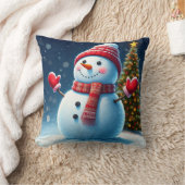「素敵な冬のチャーム：クリスマスツリー&雪だるまデ クッション (ブランケット)