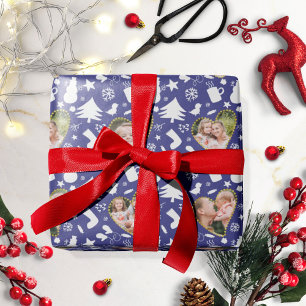 素敵な冬のパターン写真コラージクリスマス ラッピングペーパー