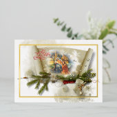 素敵な出生コラージュカスタムクリスマス 箔シーズンカード (立ち正面)