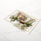 素敵な出生コラージュカスタムクリスマス 箔シーズンカード (回転した状態)