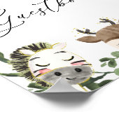 素敵な動物の赤ちゃんシャワーのゲストブックサイン ポスター (角)