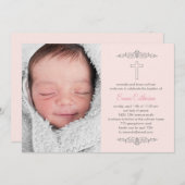 素敵な十字架の写真 洗礼招待状 - ピンク 招待状 (正面/裏面)