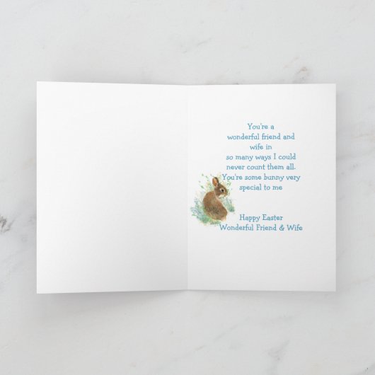 素敵な友人の妻イースターキュートバニーウサギ シーズンカード (内部)
