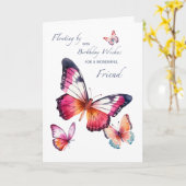 素敵な友達のために誕生日が蝶を願う カード (黄色い花)
