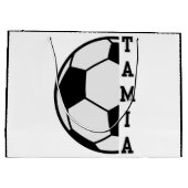 素敵な名前入りサッカーボールスポーツ ラージペーパーバッグ (裏面)