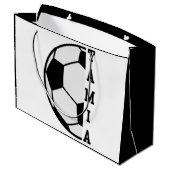 素敵な名前入りサッカーボールスポーツ ラージペーパーバッグ (裏面アングル)