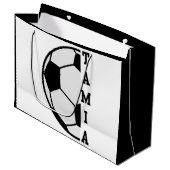 素敵な名前入りサッカーボールスポーツ ラージペーパーバッグ (正面アングル)