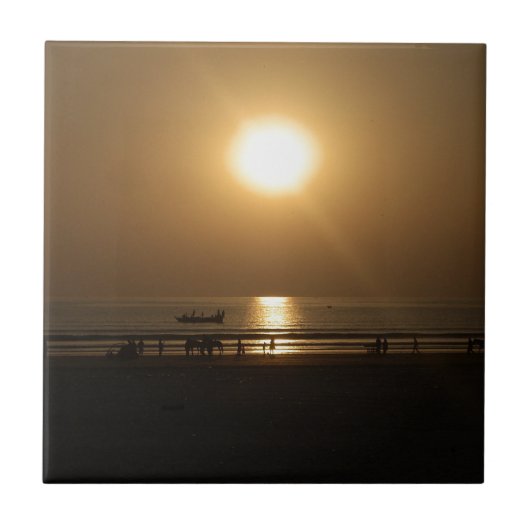 素敵な夏の夕日 タイル (正面)