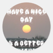 素敵な夜を(または一日を)過ごしてねという願いを込めた黄金の夕日 ラウンドシール (正面)