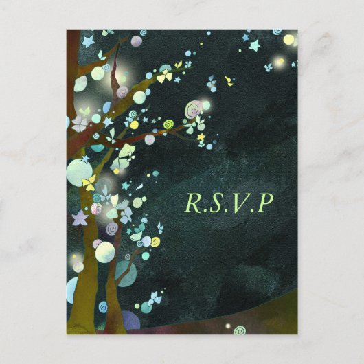 素敵な夜:結婚式のRSVPはがき インビテーションポストカード (正面)