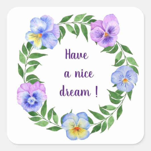 素敵な夢を! 水彩花 スクエアシール (正面)