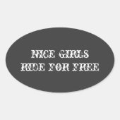 「素敵な女の子は無料で乗る」ヘルメットシール 楕円形シール (正面)