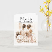 素敵な女性のブライズメイドへのお願い カード (黄色い花)