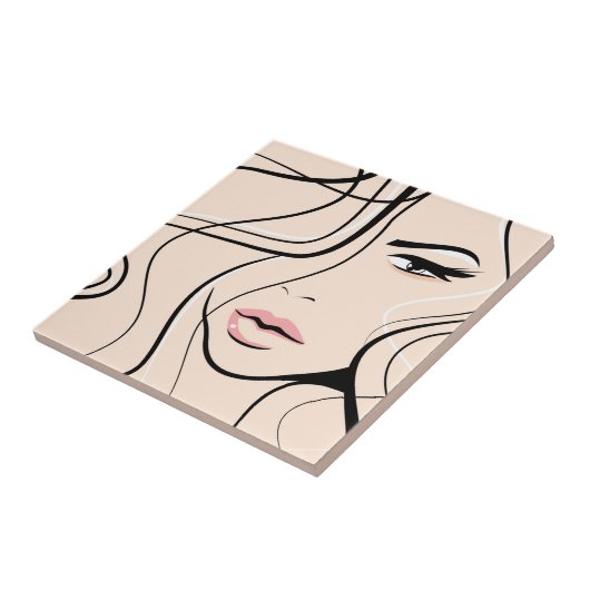 素敵な女性顔 タイル (側面)