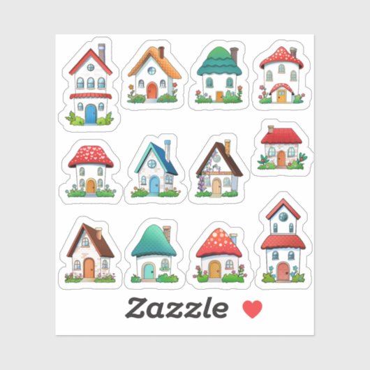 素敵な妖精の家のスクラップ漫画の家 シール (シート)