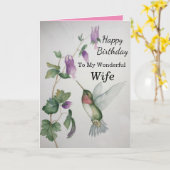 素敵な妻誕生日ハミングバードカード カード (黄色い花)