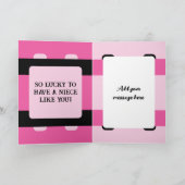 素敵な姪の写真名ピンクの黒の誕生日 カード (内部)