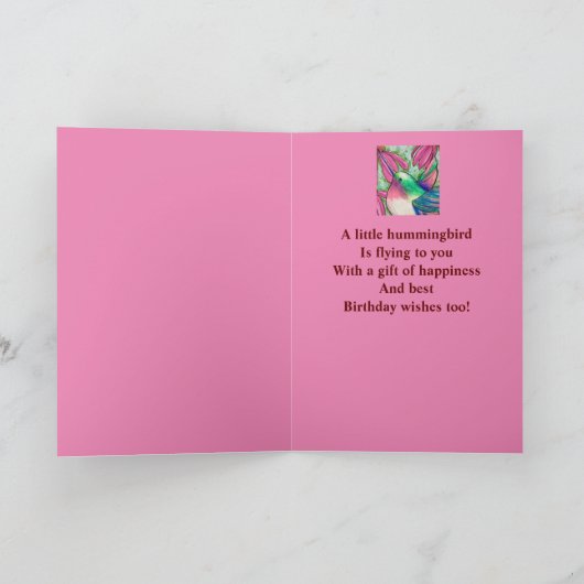 素敵な姪誕生日ハミングバードコンフォローア カード (内部)