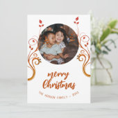 素敵な家族写真紅葉楽しいクリスマス シーズンカード (スタンド正面)