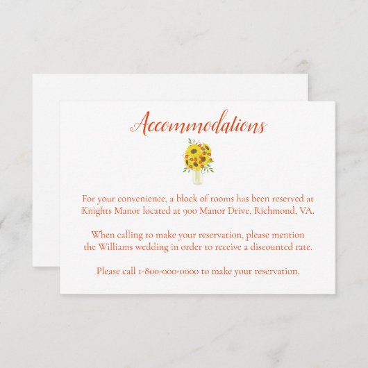 素敵な宿泊施設ひまわりテーマ エンクロージャーカード (正面/裏面)