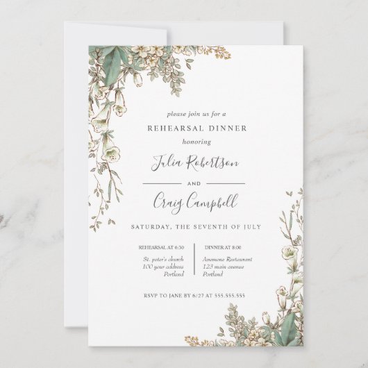 素敵な小さなベルフラワーリハお洒落ーサルディナー 招待状 (正面)