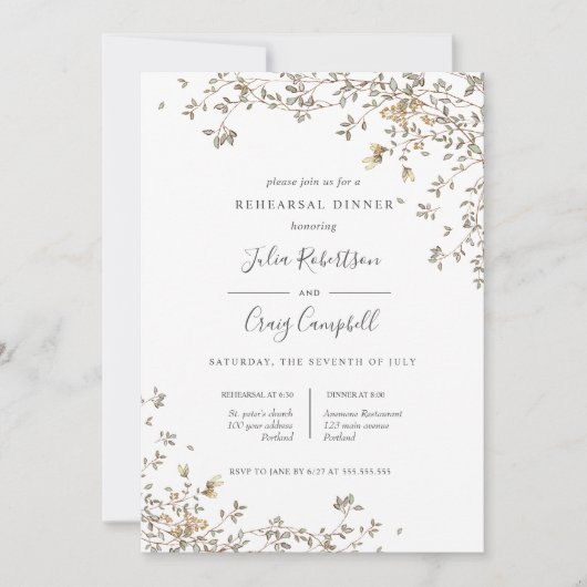 素敵な小さな離れ緑のリハお洒落ーサルディナー 招待状 (正面)