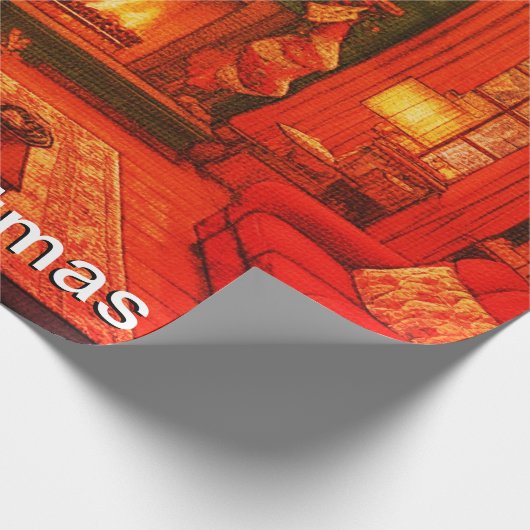 素敵な居心地の良いクリスマスファミリーギャザー ラッピングペーパー (角)