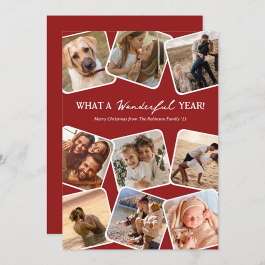 素敵な年の写真コラージュのクリスマス シーズンカード (正面/裏面)