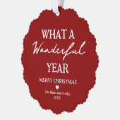 素敵な年フォトコラージュ赤いクリスマス オーナメントカード (左)